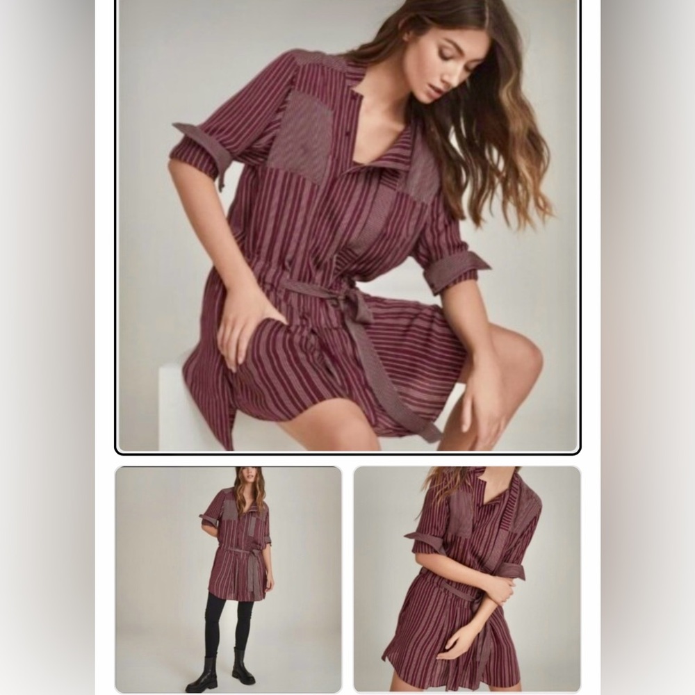 Reiss Albi Striped Mini shirt dress, new with tags, size 4